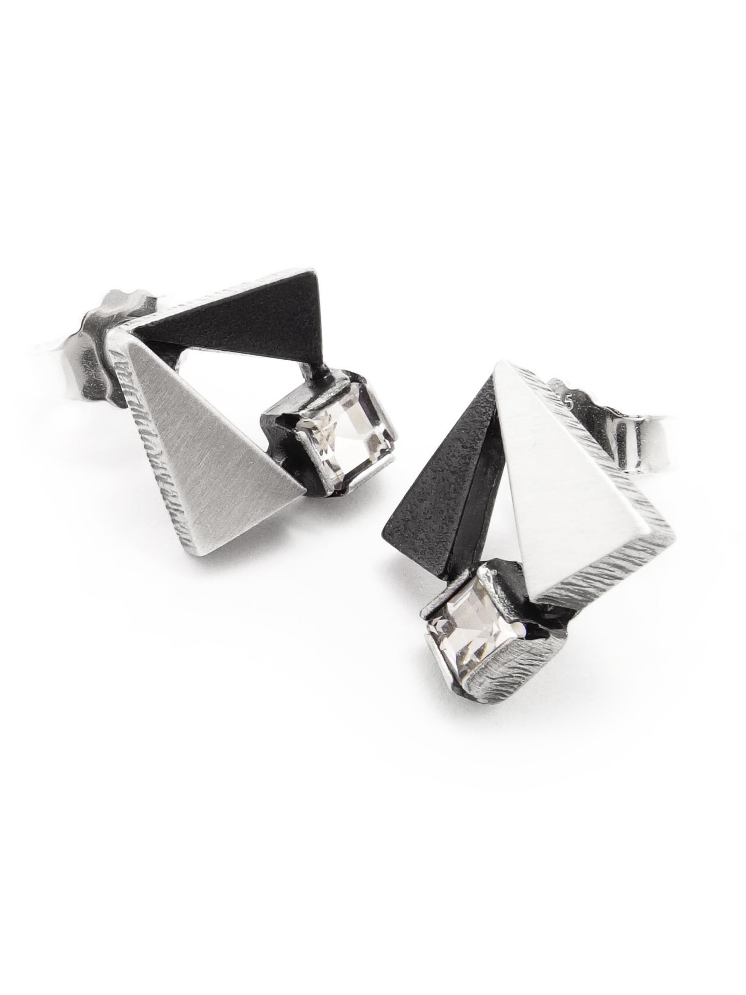 Nordform Eckige Ohrstecker mit Bergkristall in Brillantschliff 925/Silber Nordform Eckige Ohrstecker mit Bergkristall in Brillantschliff 925/Silber