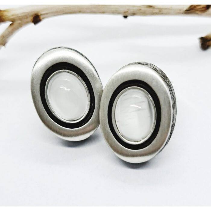 Nordform Ovale Ohrstecker Silber Mondstein