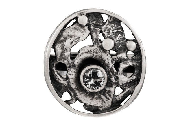 Nordform Ring Organisch Geformt Silber Bergkristall
