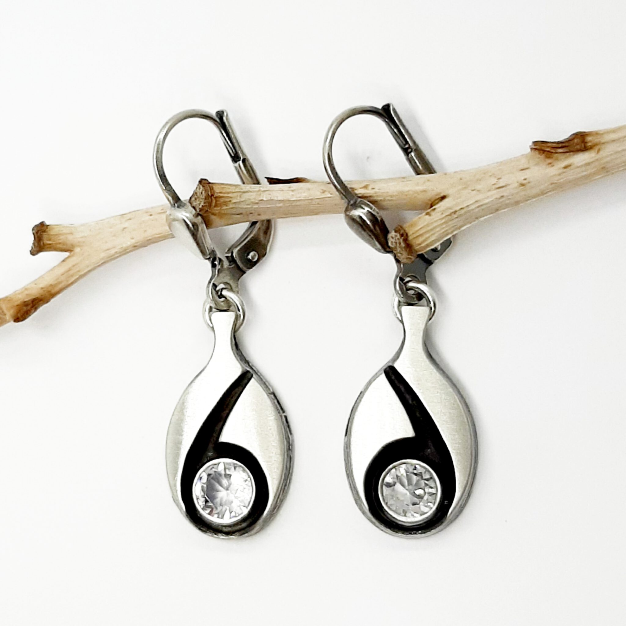 Nordform Flaschenförmige Bügel-Ohrhänger Silber Bergkristall