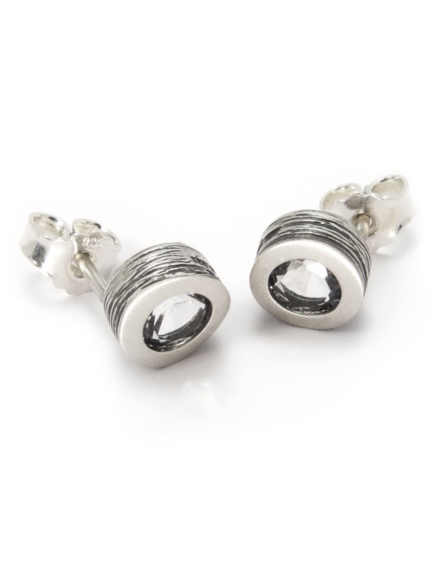 Nordform Ohrstecker Rund mit Bergkristall Silber