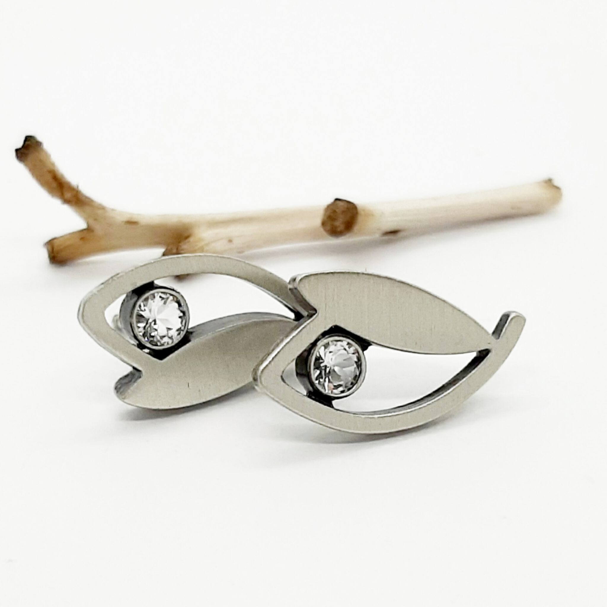 Nordform Durchbrochene Ohrstecker (Tulpe) Silber Bergkristall