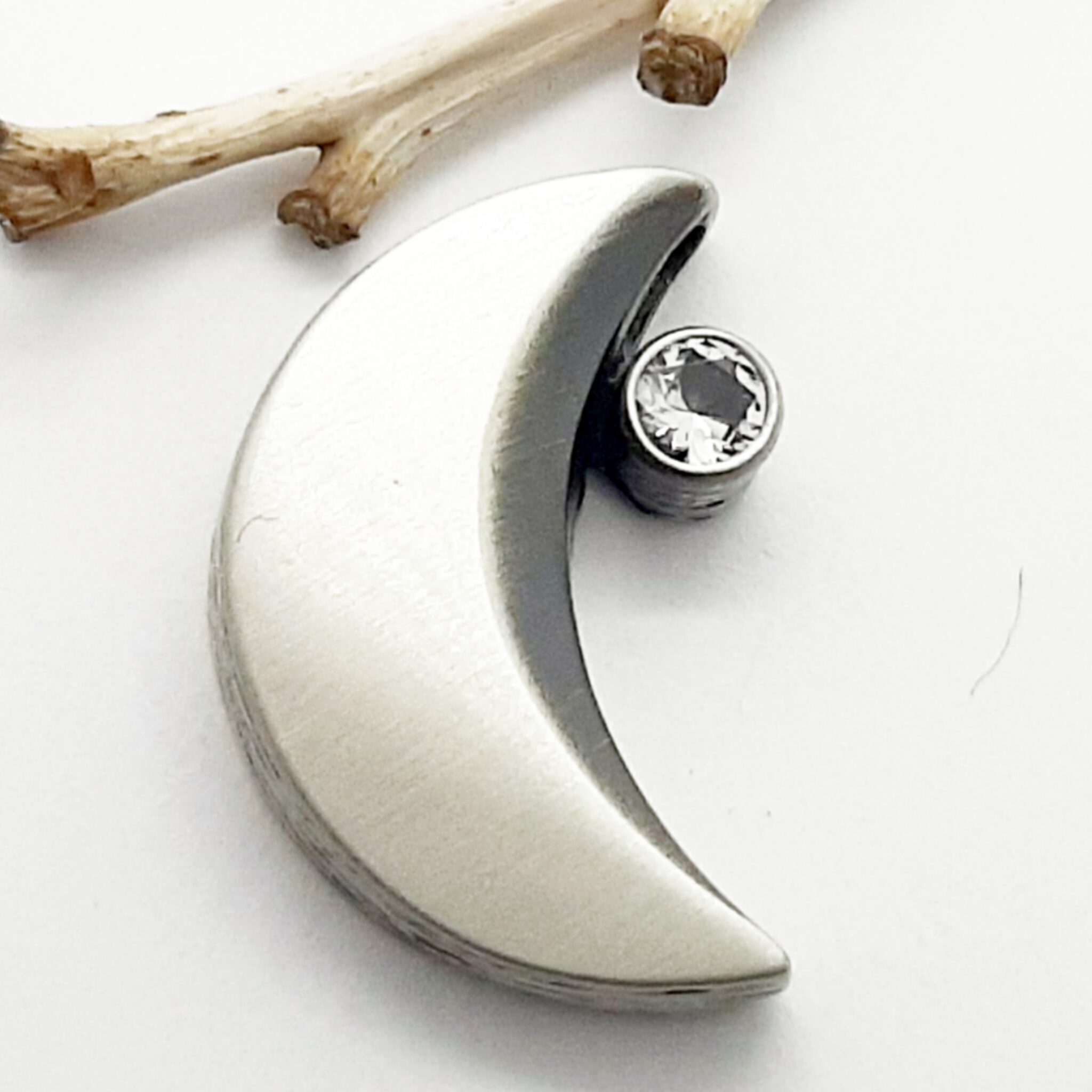 Nordform Mondsichel Anhänger Silber mit Bergkristall (16x24mm)
