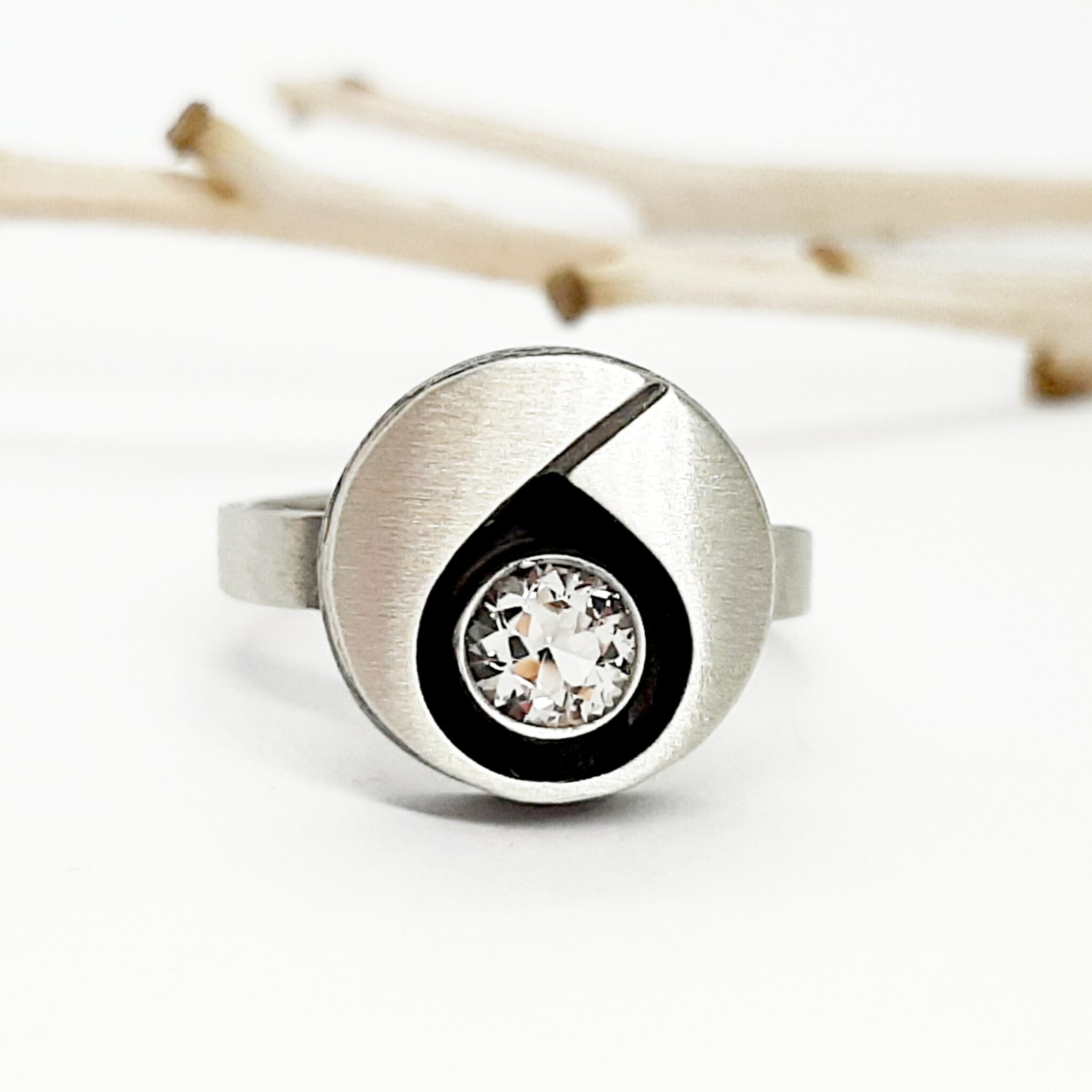 Nordform Ring Runder Kopf (Ø 13mm) Silber Bergkristall