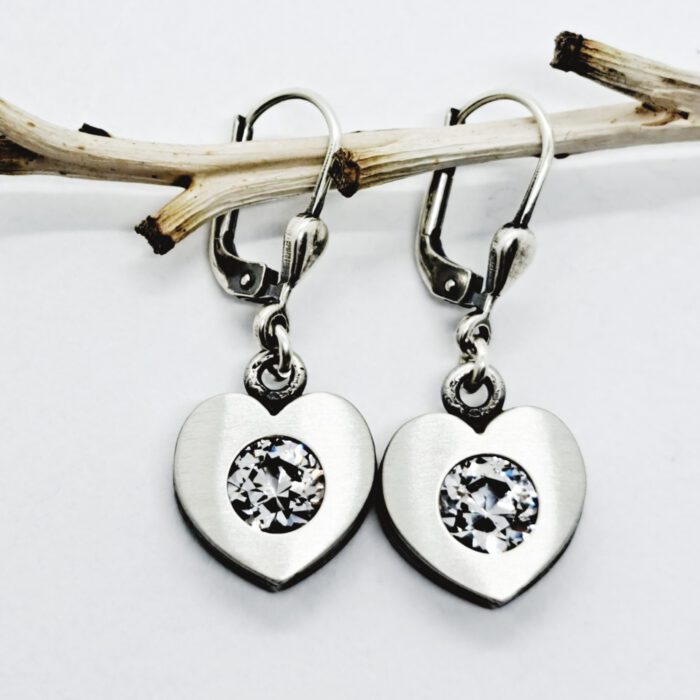 Nordform Bügel-Ohrhänger Herz Silber Bergkristall