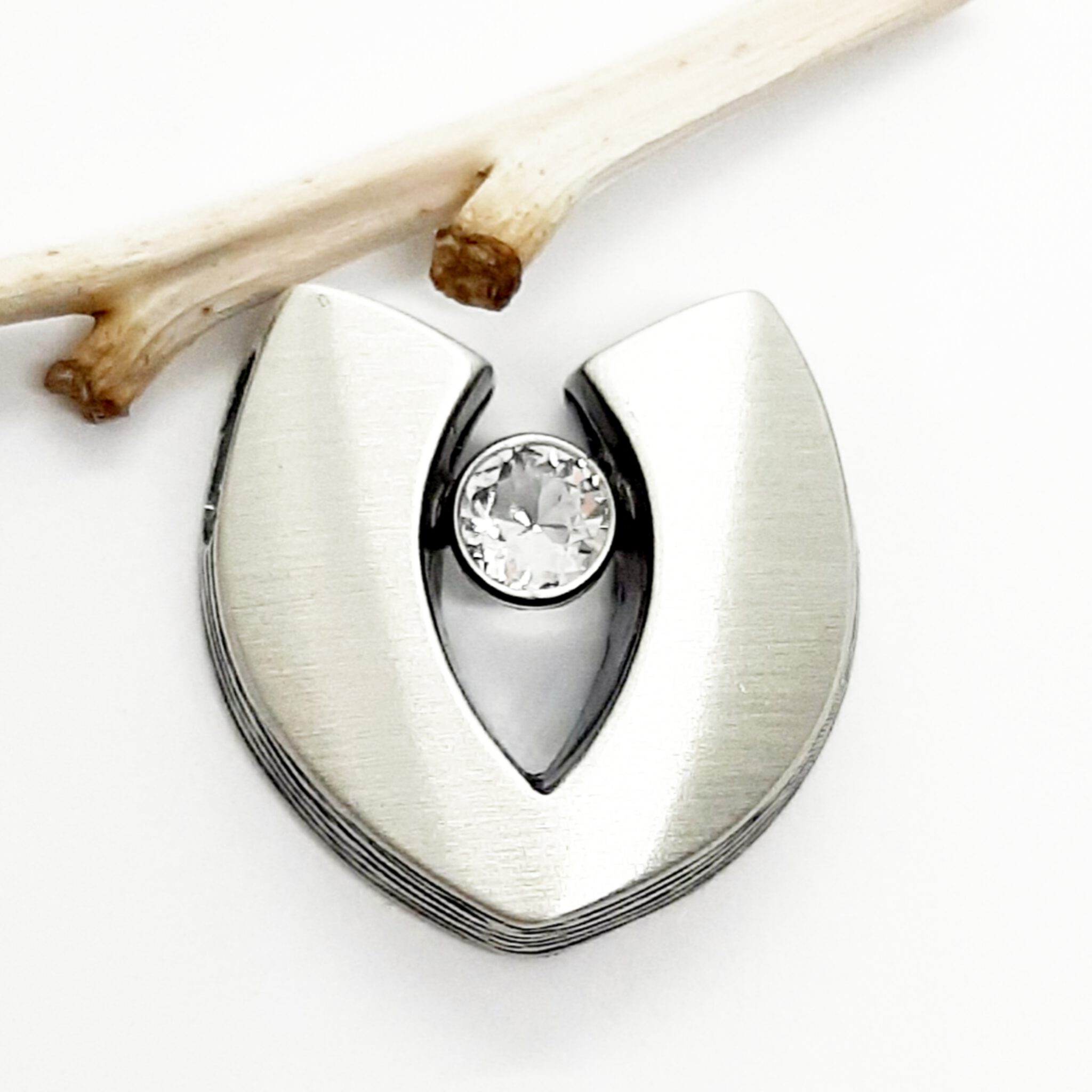 Nordform Symmetrischer Anhänger Silber mit Bergkristall (19×19 mm)