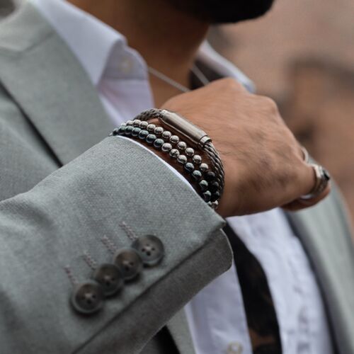 MONOMANIA (mix&match)it! Armband, Materialmix Grau 21cm
