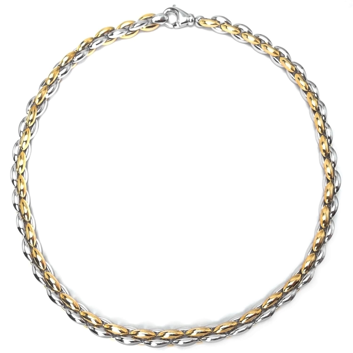 Bicolor Damen-Collier 925/ Silber Rhodiniert Teilvergoldet 47 cm