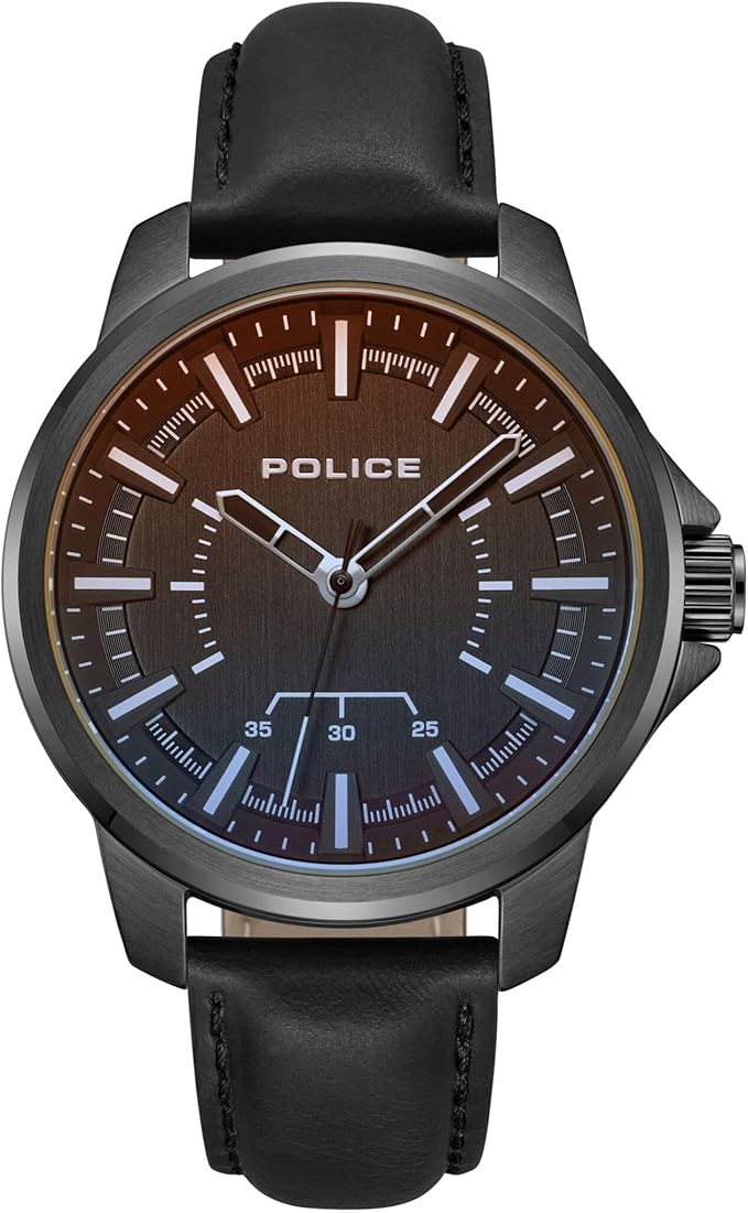 Police Herren-Uhr Mensor Schwarz Gelasertes Glas