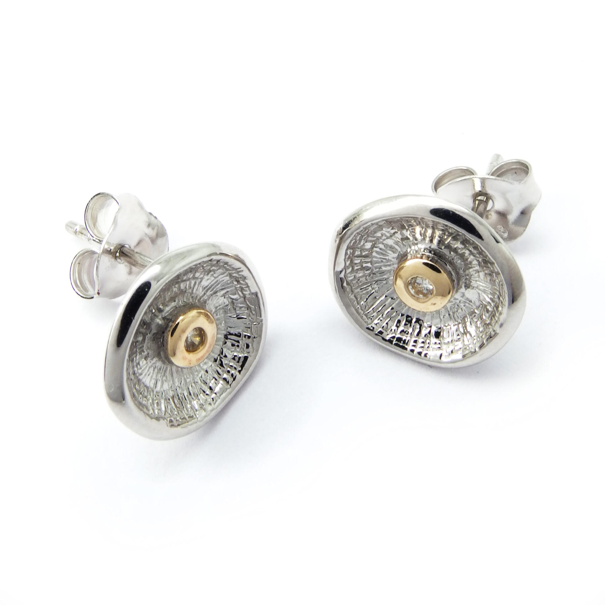 Damen-Ohrringe (Stecker) - 925/ Silber (rhodiniert) und 333/ Gold mit weißem Zirkonia