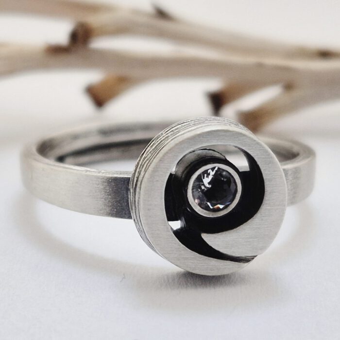 Nordform Ring Runder Kopf (Spirale Ø10mm) Silber Bergkristall