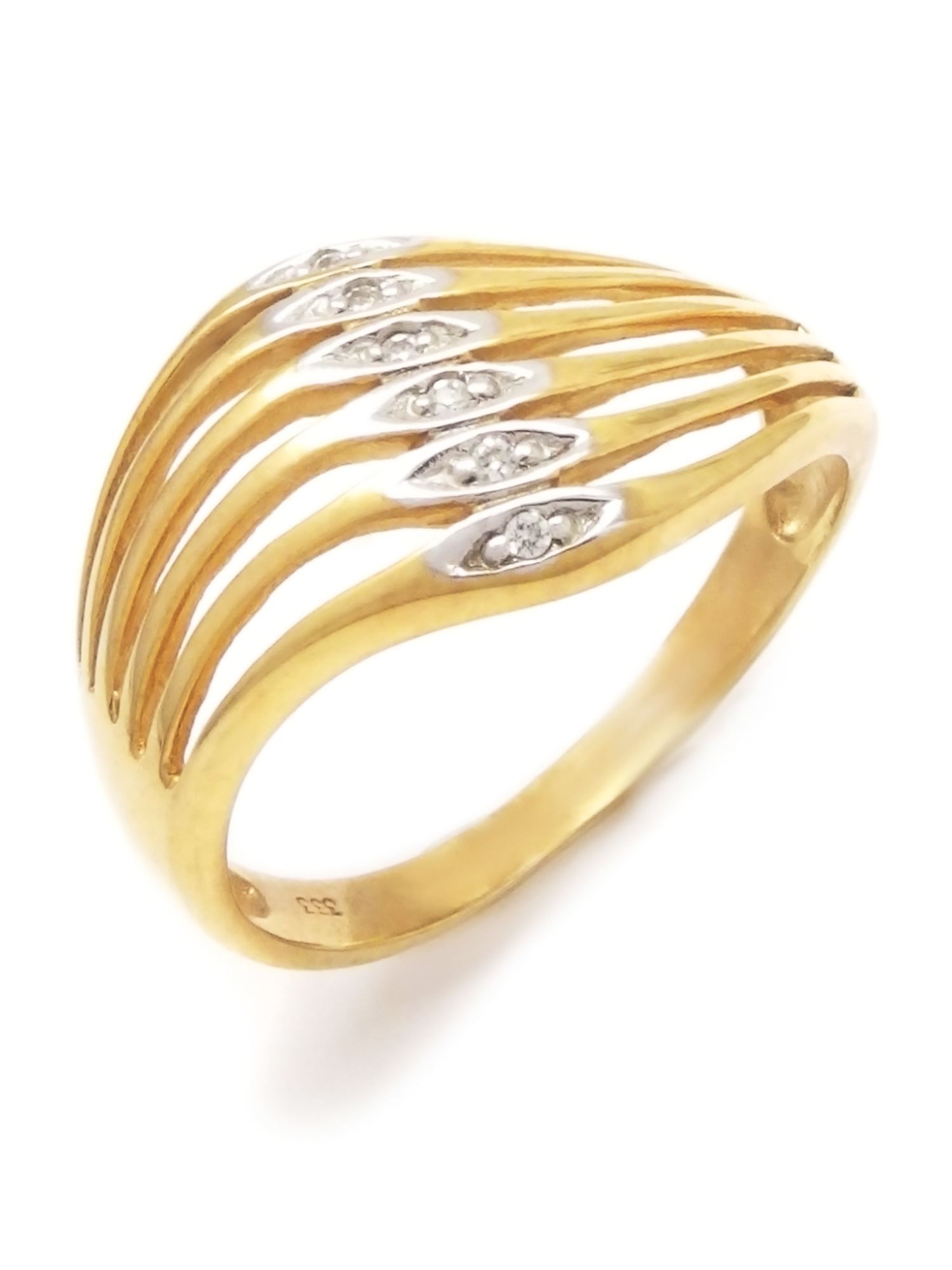 Gefächerter Damenring 333/ Gold (Bicolor) Zirkonia Größe: 54 Gefächerter Damenring 333/ Gold (Bicolor) Zirkonia Größe: 54