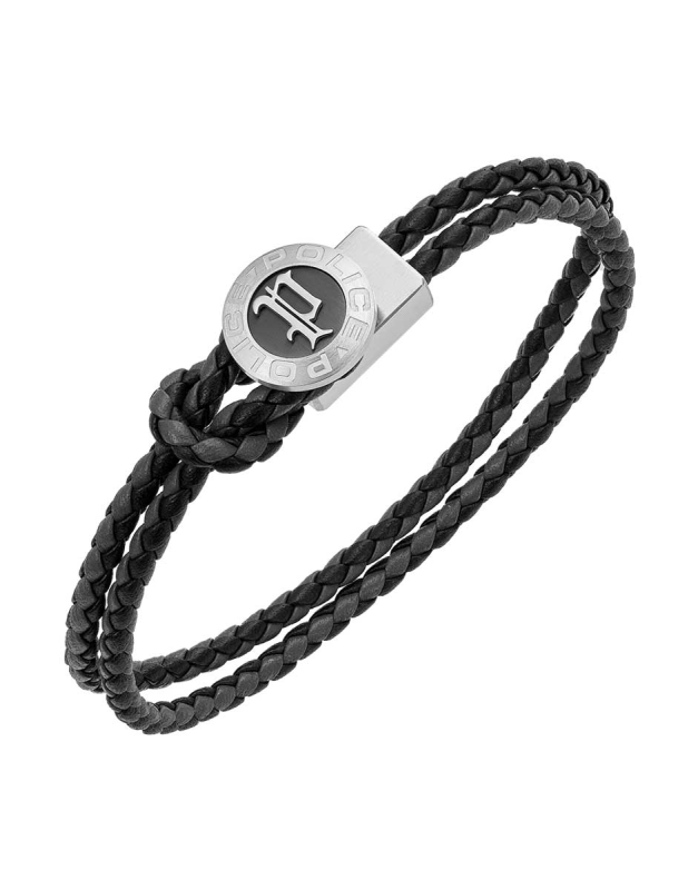 Police Infiniti Gothic Schwarz/Grau LederLoop Armband