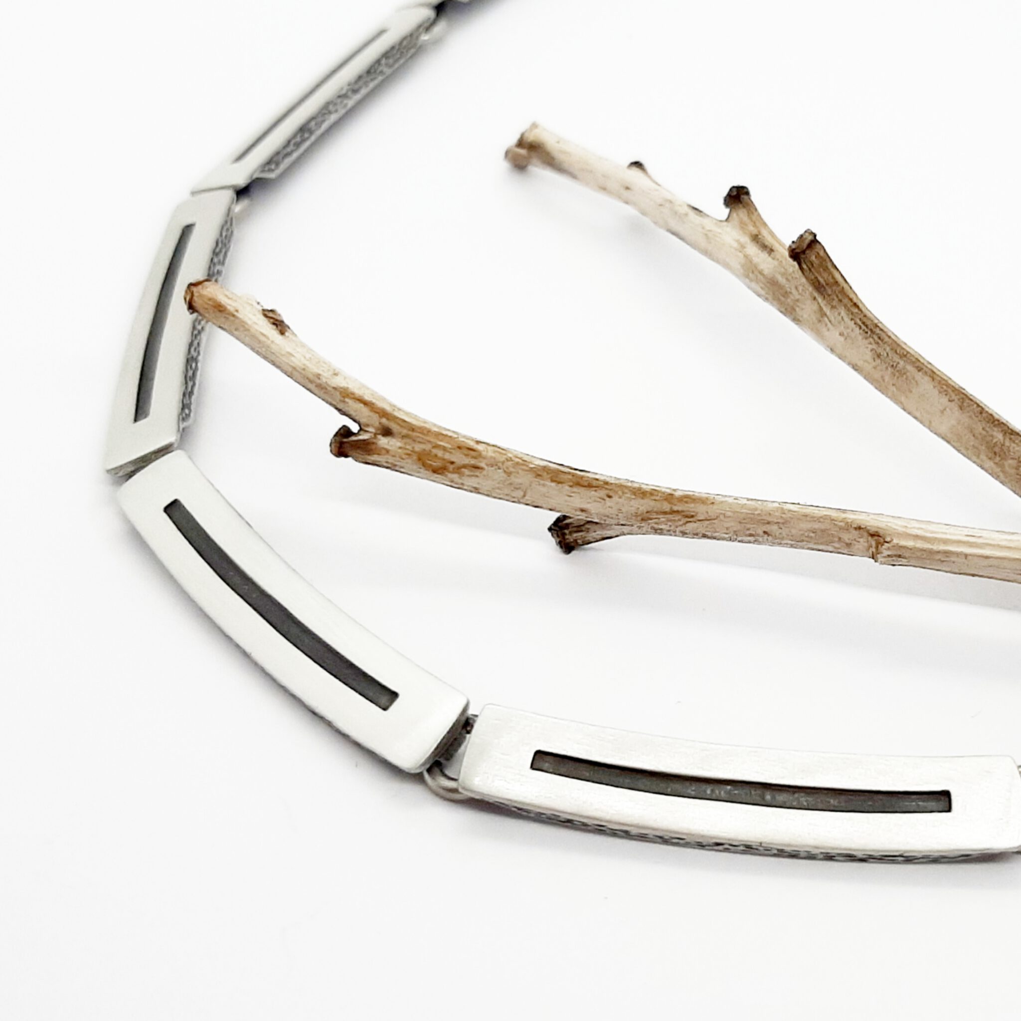 Nordform Collier mit Quadratischen Gliedern Silber