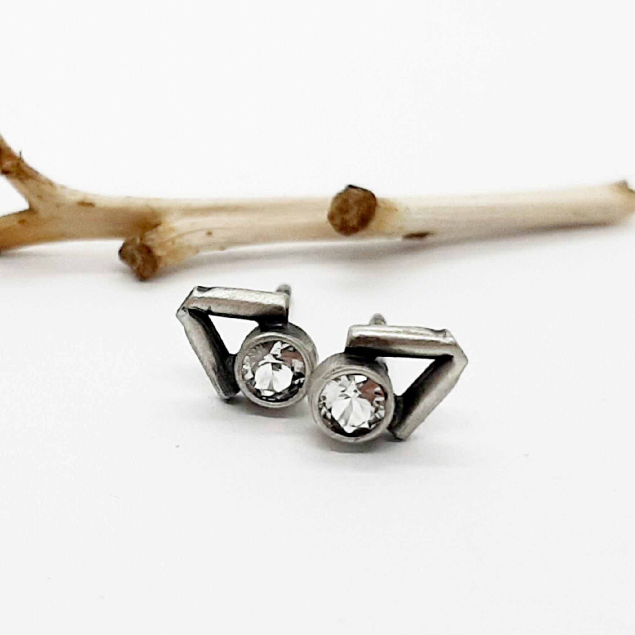 Nordform Kleine Ohrstecker (Blümchen) Silber Bergkristall