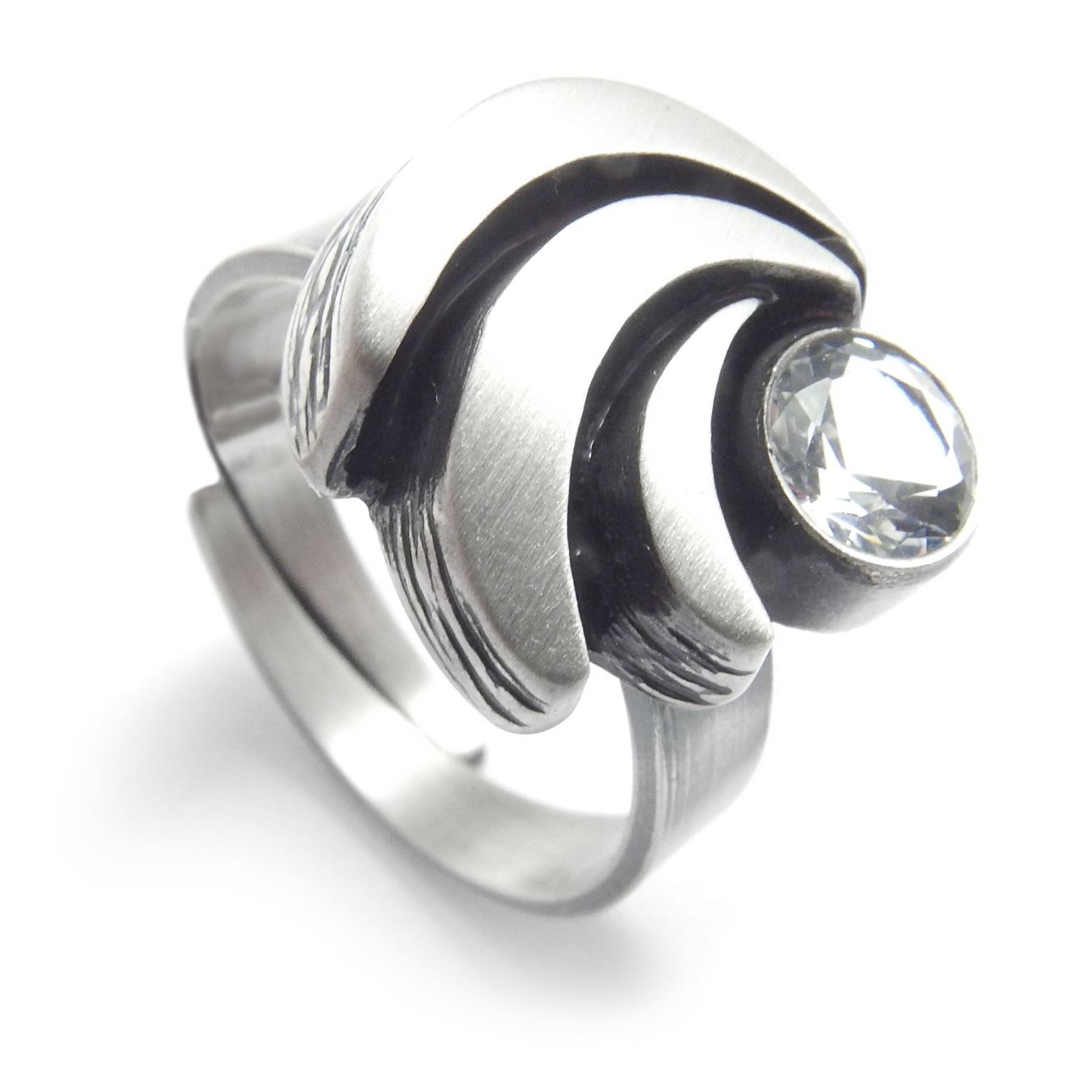 Nordform Damenring in Silber mit Bergkristall