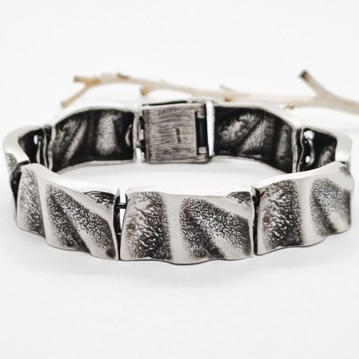 Nordform Armband mit Quadratischen Gliedern Silber Teilweise Geschwärzt