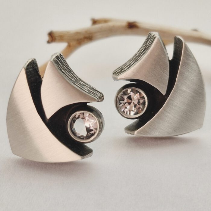 Nordform Ohrstecker (Pilz) Bergkristall Silber