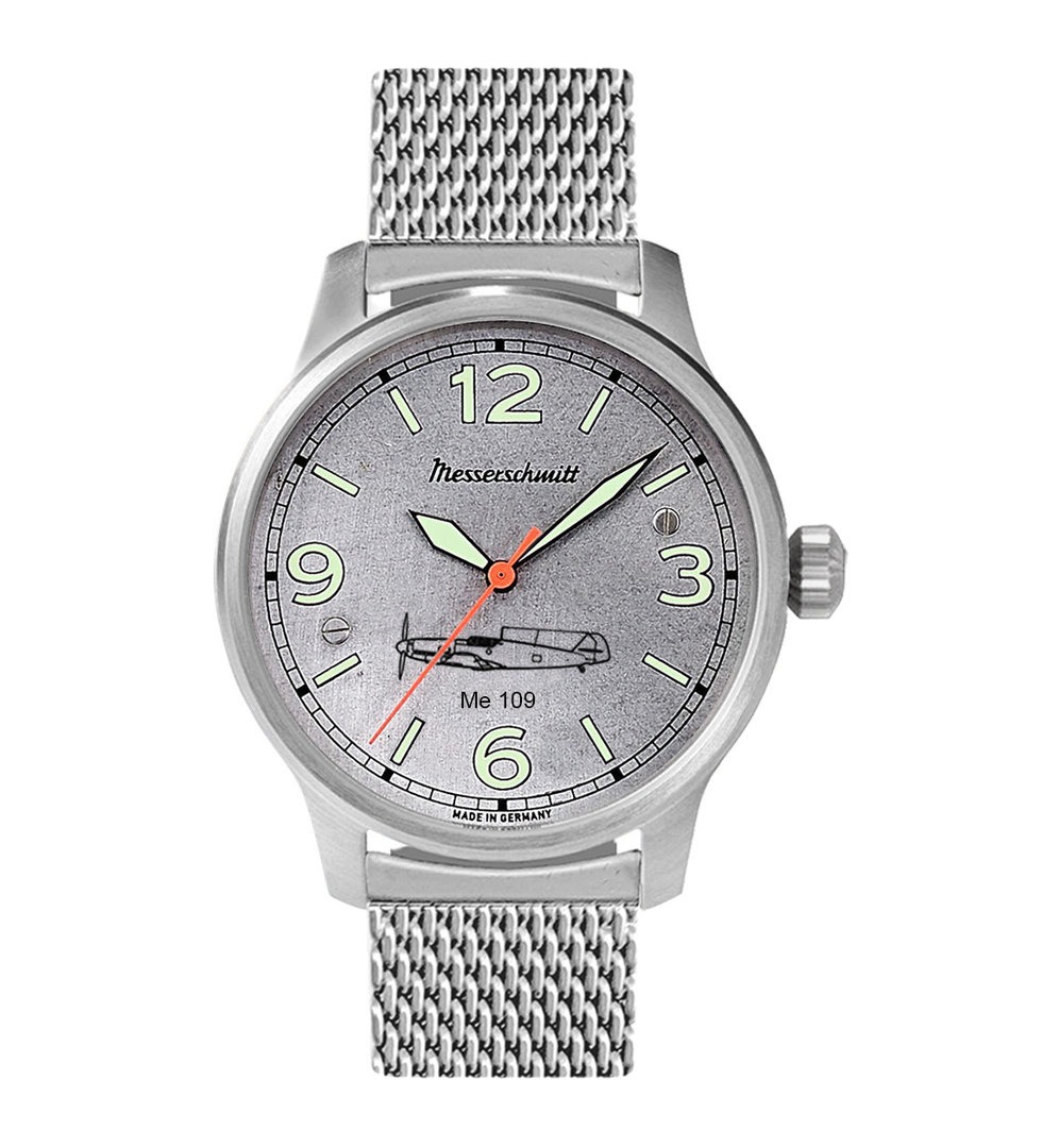Messerschmitt ME 109 limitierte Fliegeruhr Edelstahl Milanaiseband 5atm ARISTOMATIC SW 200