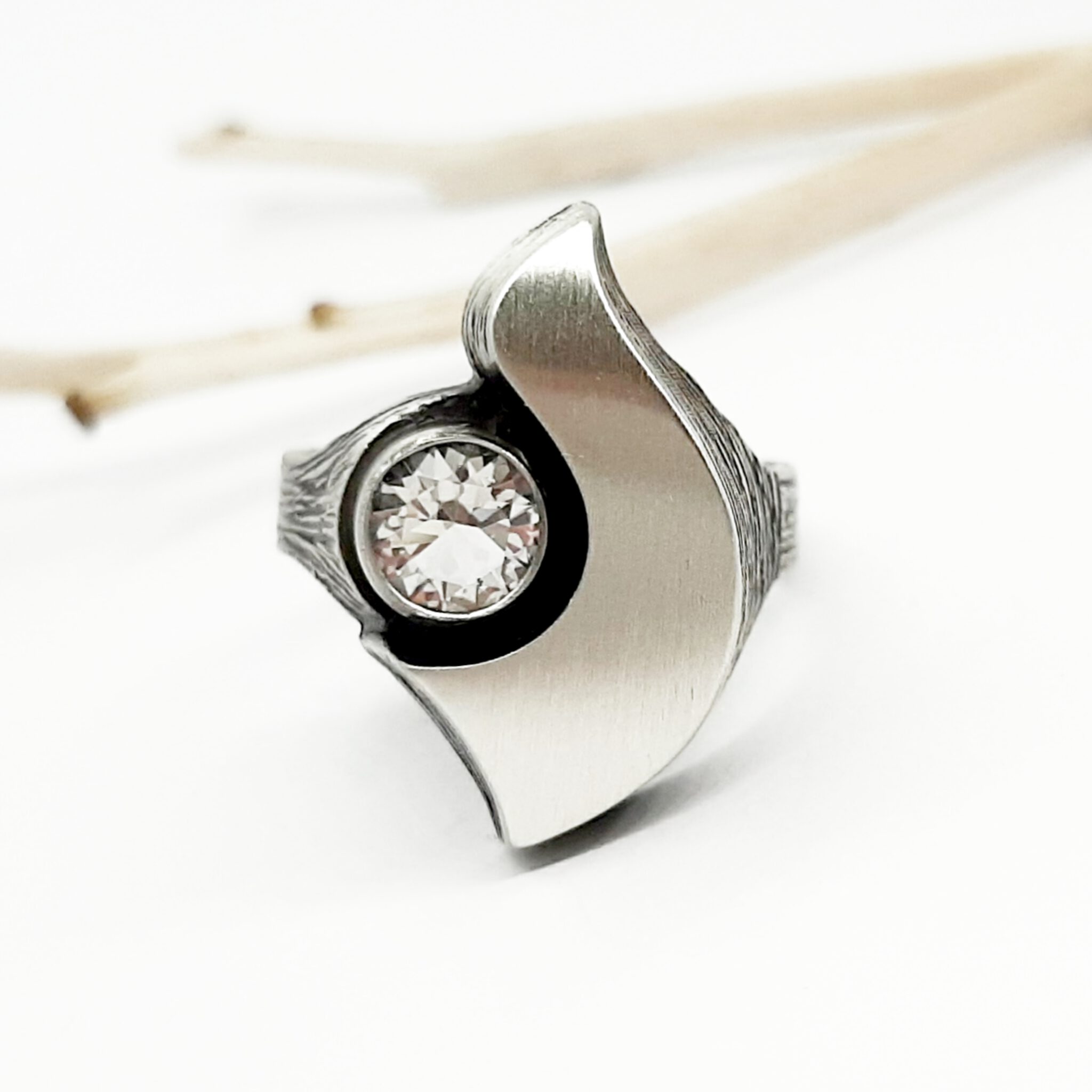 Nordform Ring (Flamme) Silber Bergkristall