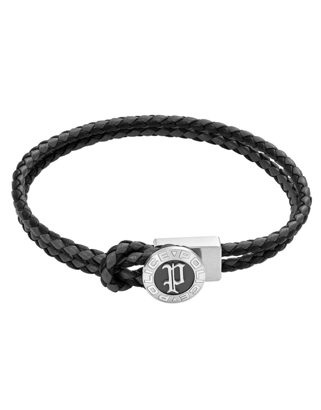 Police Infiniti Gothic Schwarz/Grau LederLoop Armband