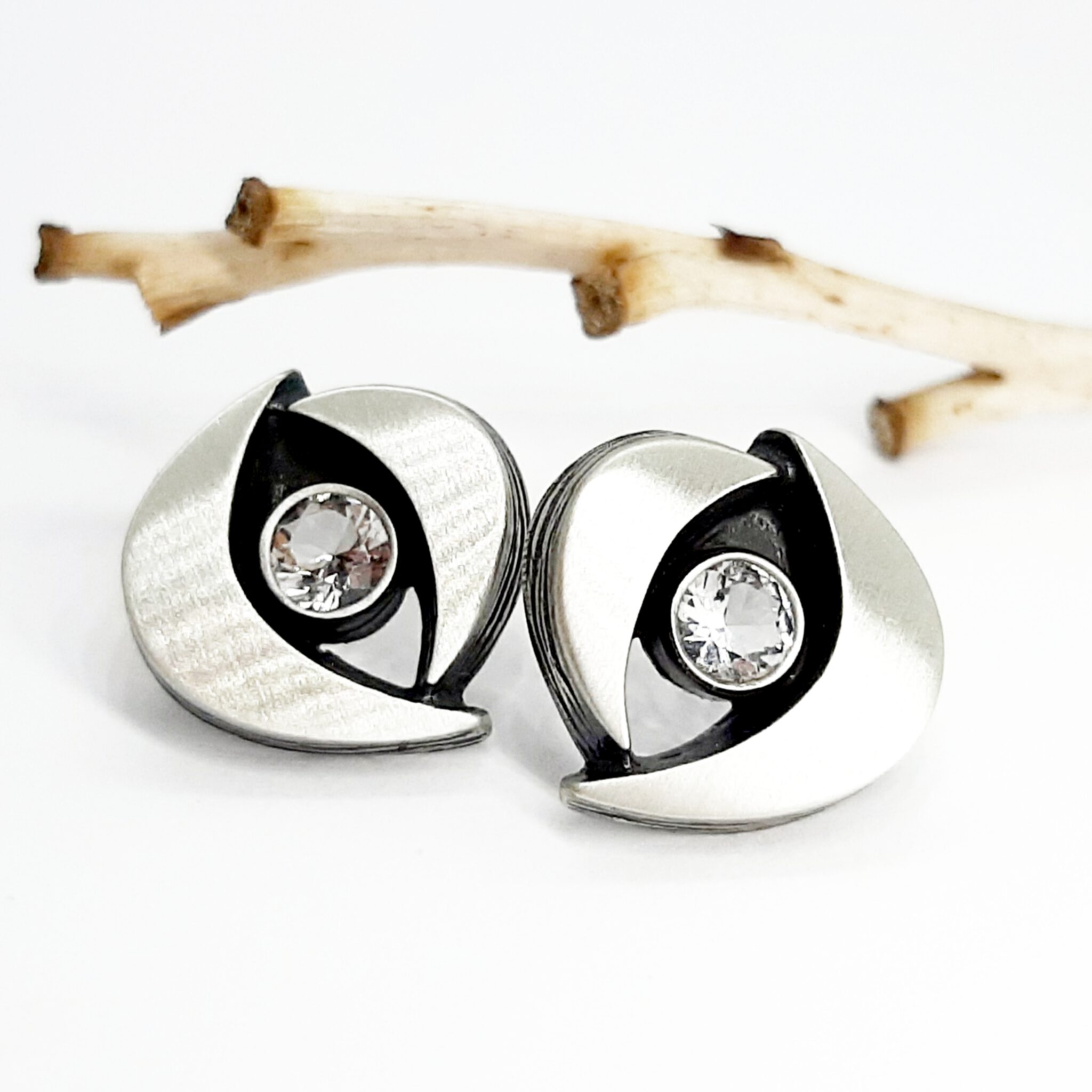 Nordform Ohrstecker (Auge) Bergkristall Silber
