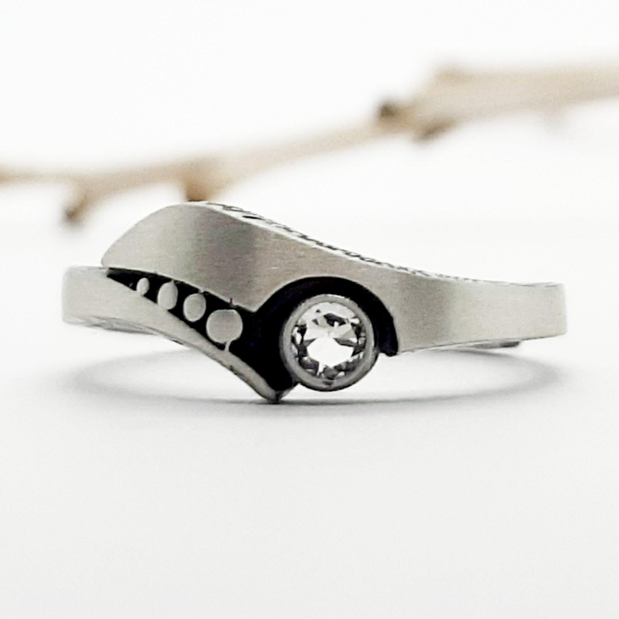 Nordform Schmaler Bandring (5mm) Silber Bergkristall