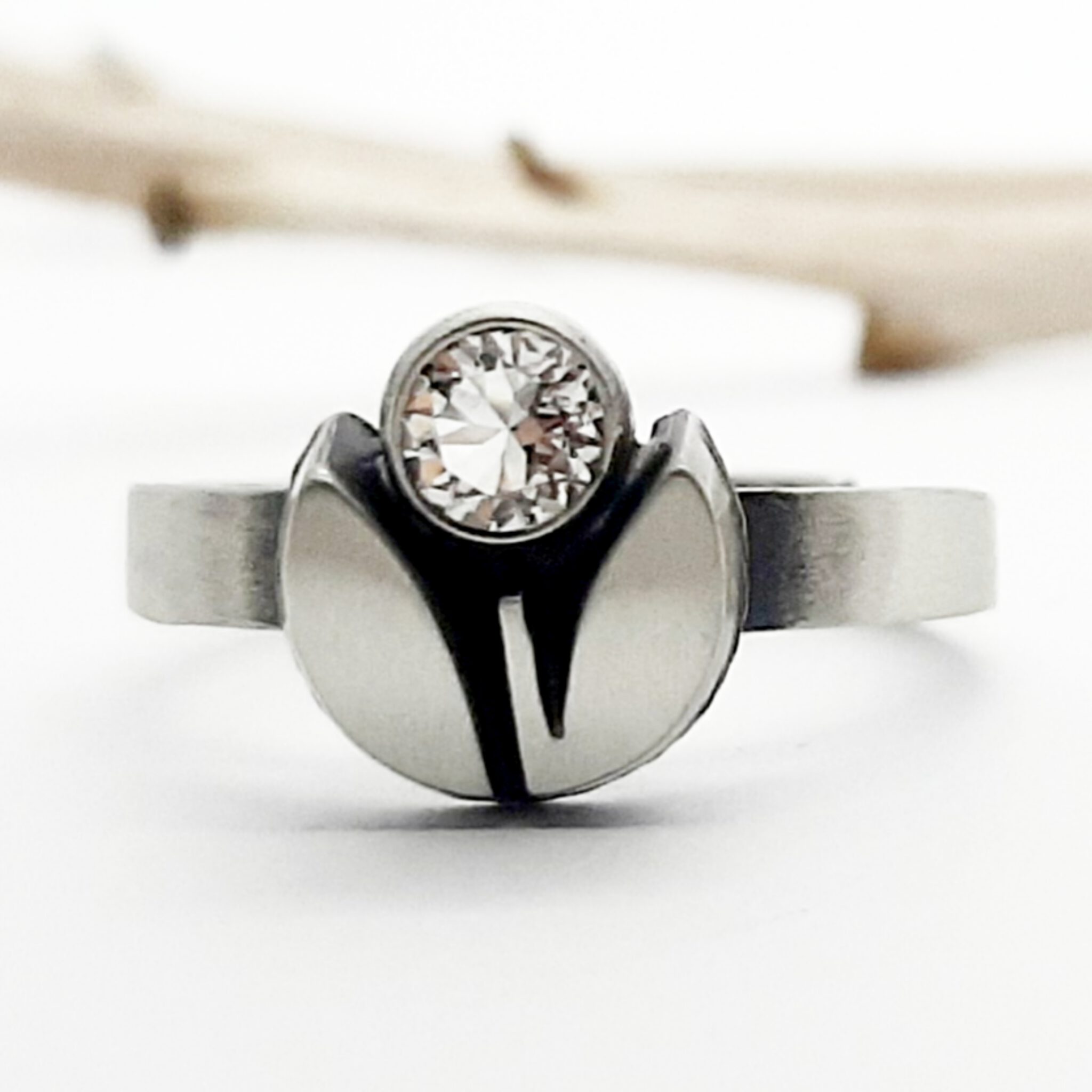 Nordform Ring Rund (Blume) Silber Bergkristall