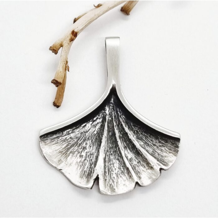 Nordform Anhänger Großes Gingkoblatt Silber (34x38mm)