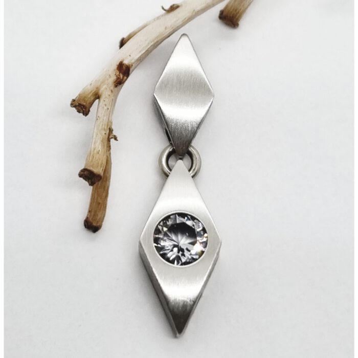 Nordform Rauten-Anhänger Bewegl. Silber Bergkristall (9x34mm)