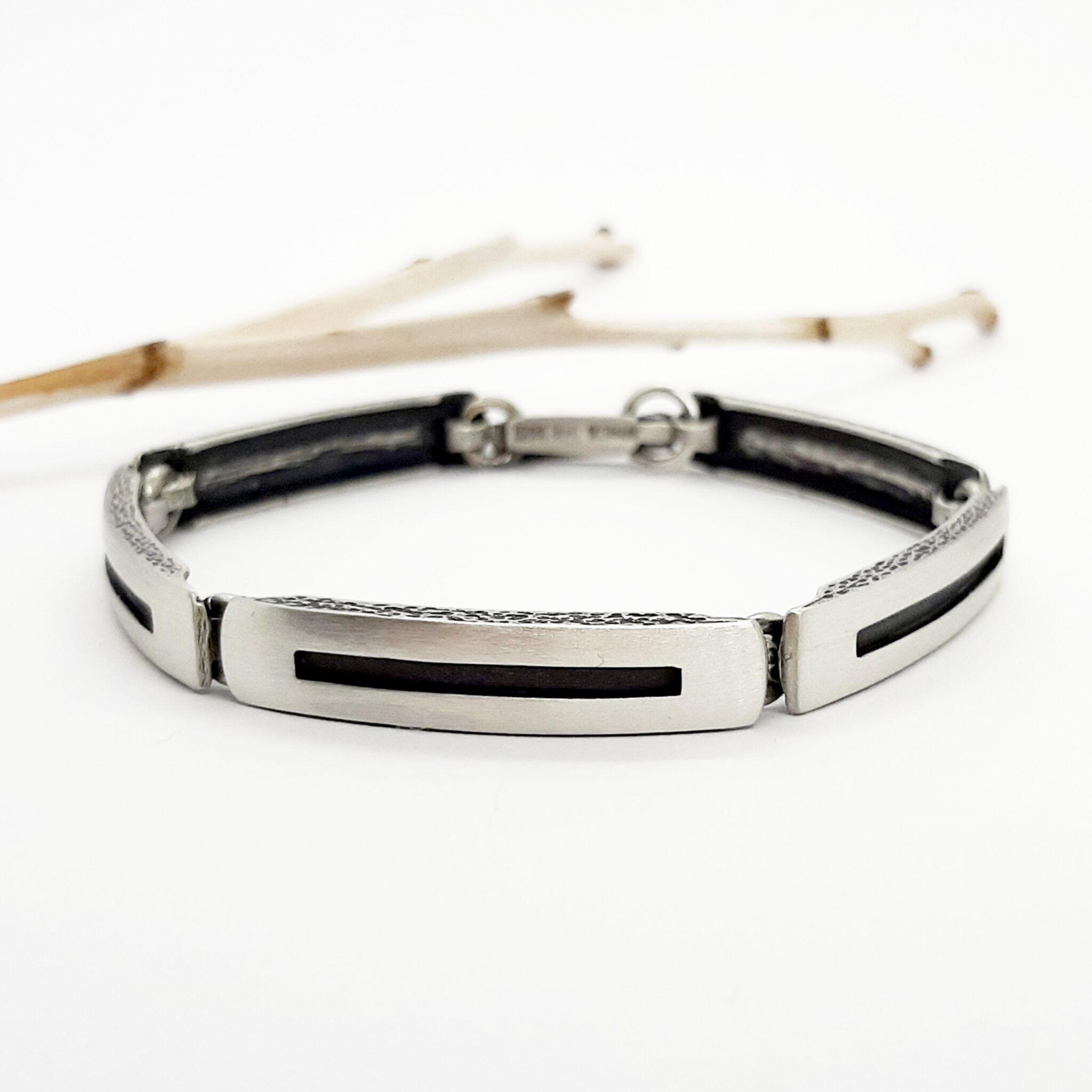 Nordform Großgliedriges Armband Silber Teilweise Geschwärzt