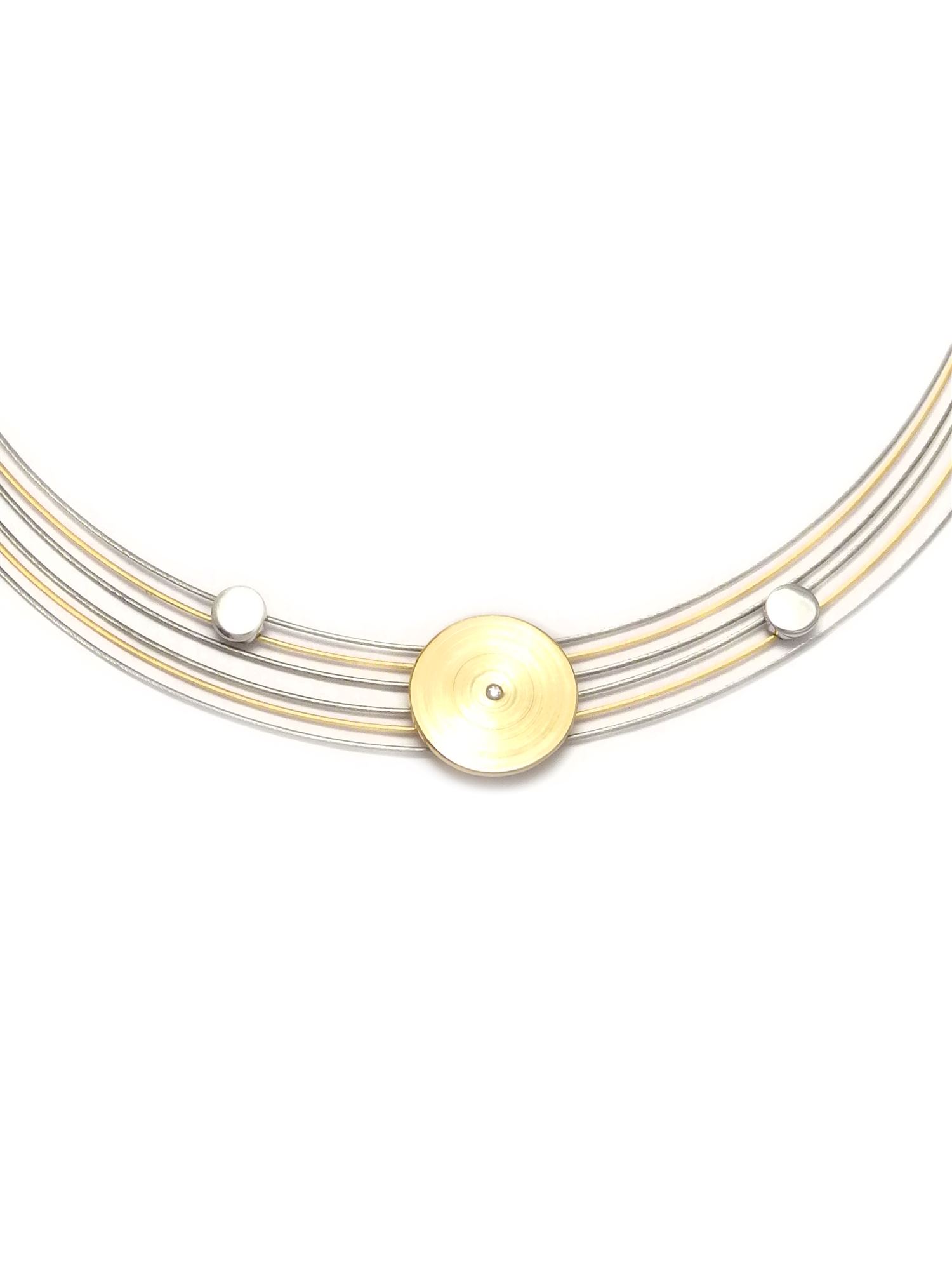 Yvette Ries 6-Reihiges Bicolor Damen-Collier 925/ Silber