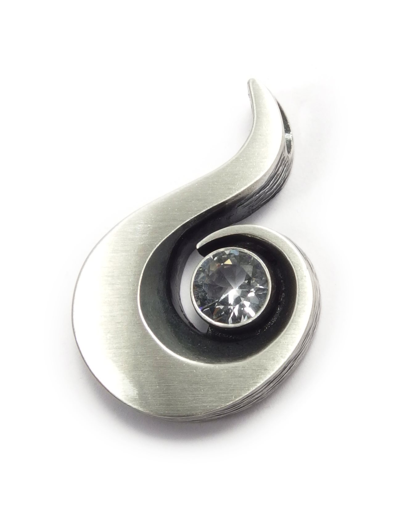 Nordform Ketten-Anhänger in Schneckenform Silber mit Bergkristall
