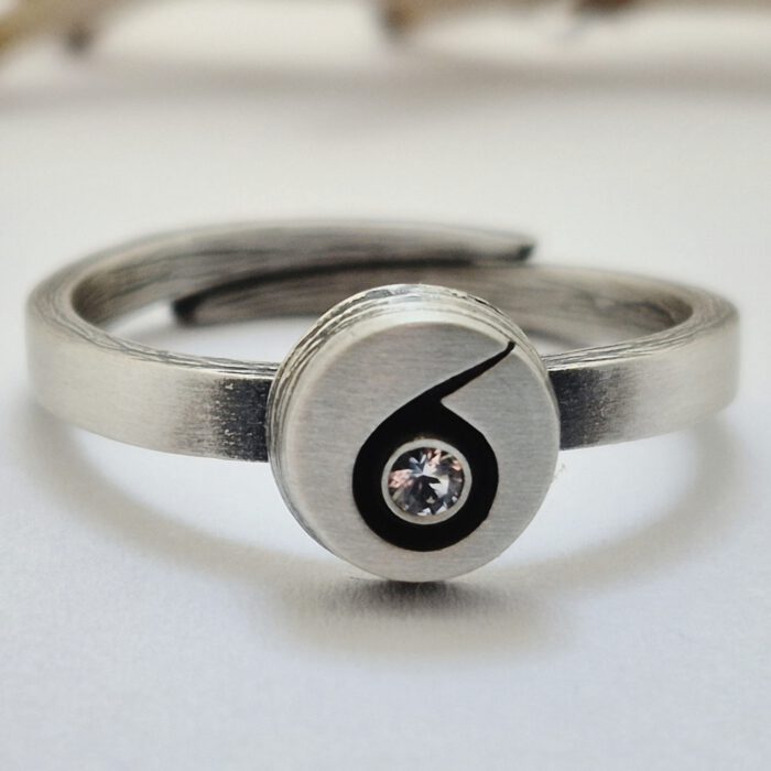 Nordform Ring Runder Kopf (Ø8mm) Silber Bergkristall