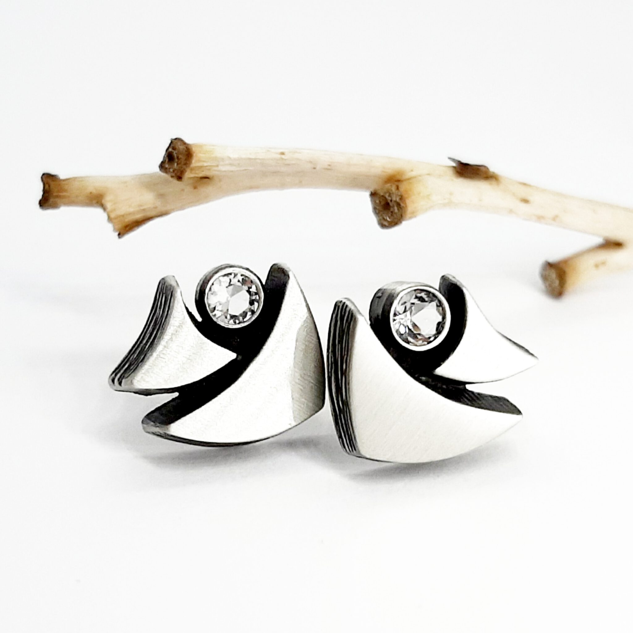 Nordform Ohrstecker (Pilz) Bergkristall Silber