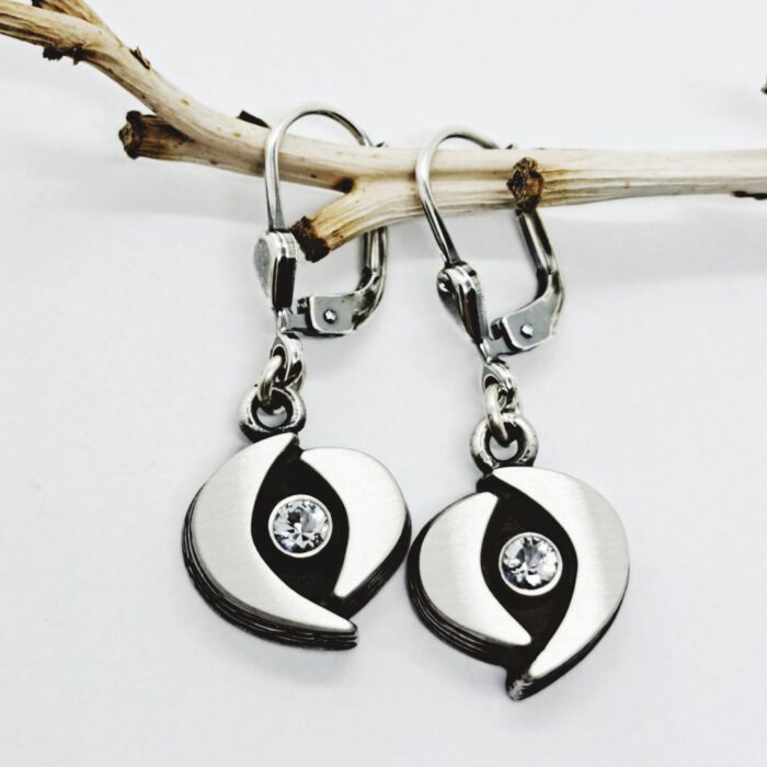 Nordform Bügel-Ohrhänger (Auge) Silber Bergkristall