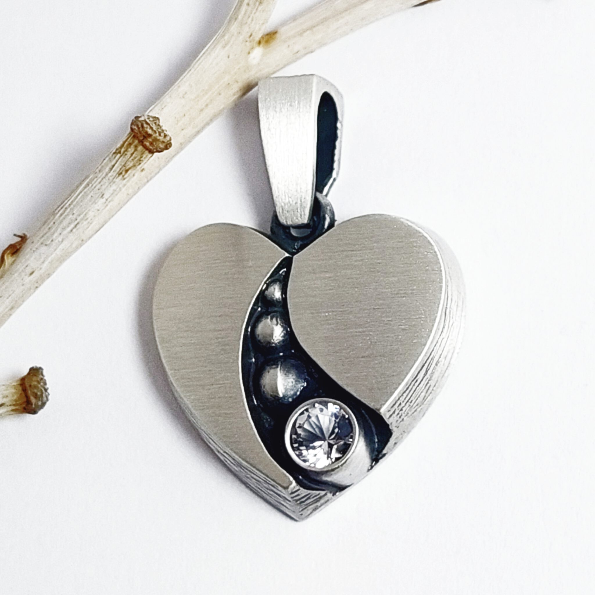 Nordform Herz-Anhänger Silber mit Bergkristall (20x20mm)