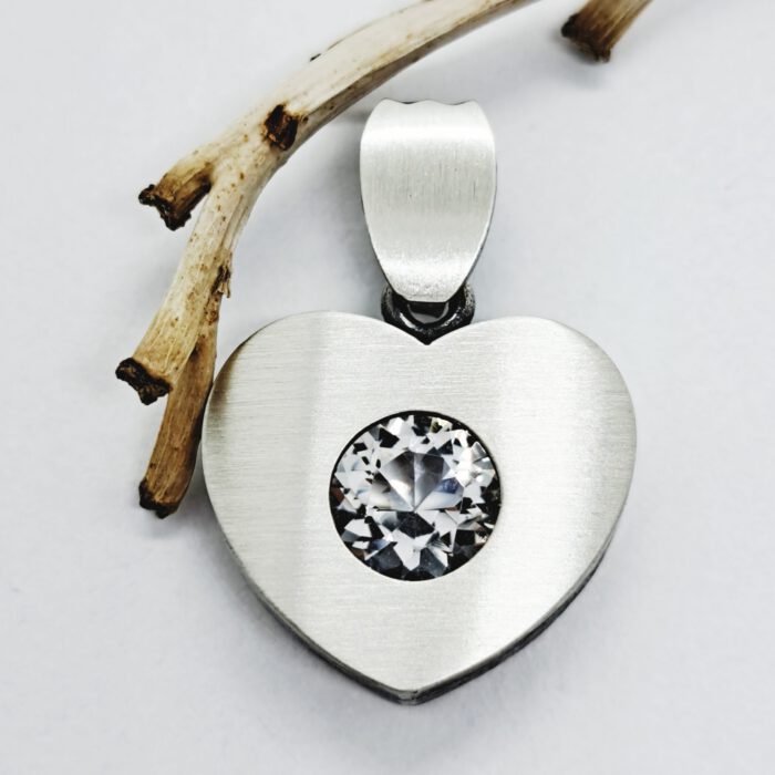 Nordform Herz-Anhänger Silber mit Bergkristall (24x28mm)