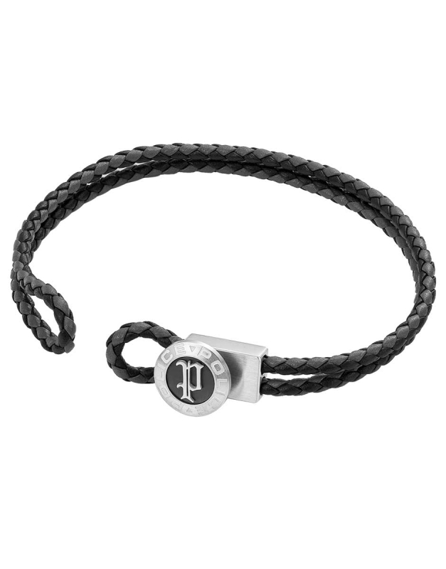 Police Infiniti Gothic Schwarz/Grau LederLoop Armband