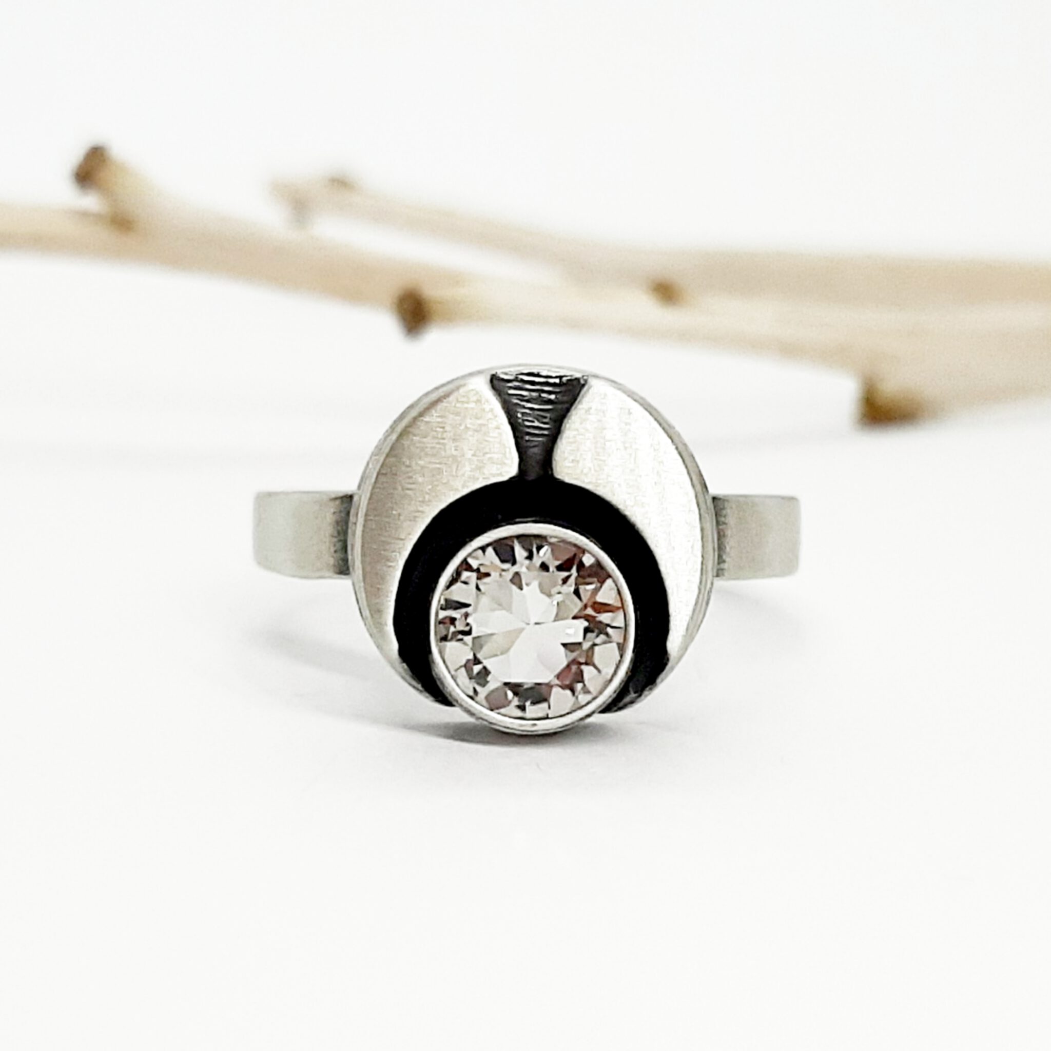 Nordform Ring Runder Kopf (Ø12mm) Silber Bergkristall