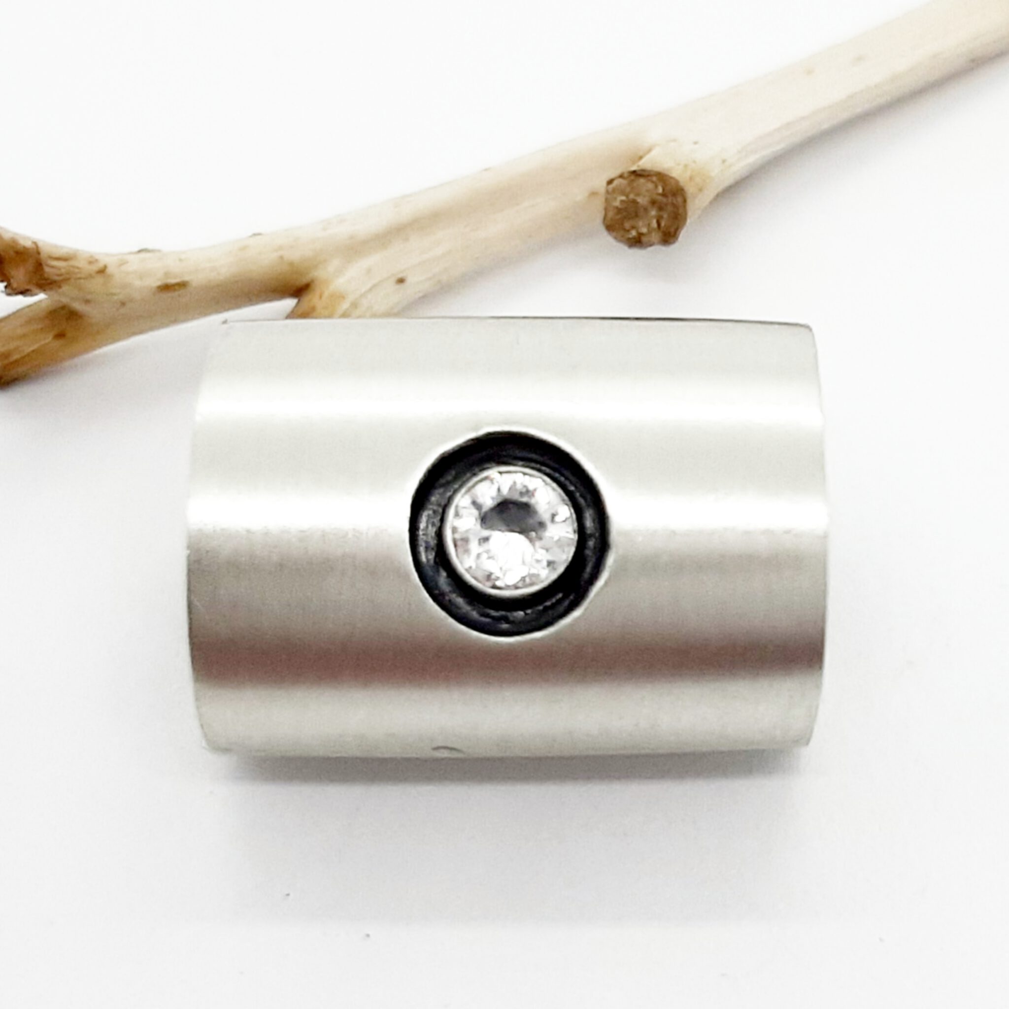 Nordform Hülsen-Anhänger Silber mit Bergkristall (17x11mm)