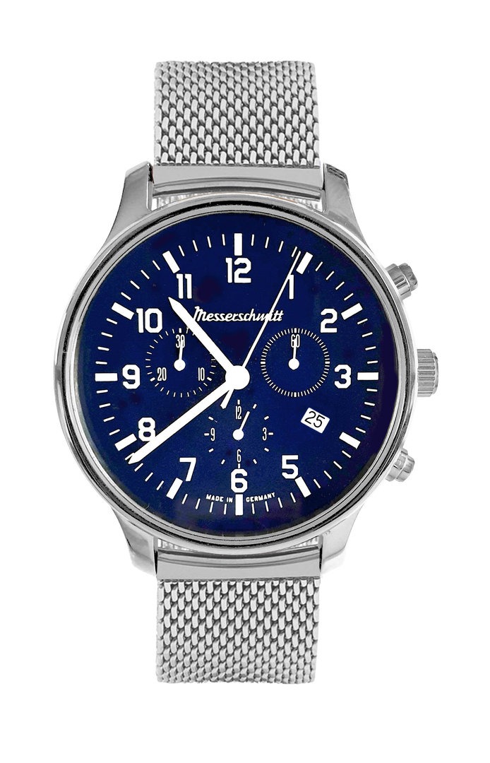 Messerschmitt 108 Flieger Chronograph mit Milanaiseband 5atm Ronda 515 Quarz