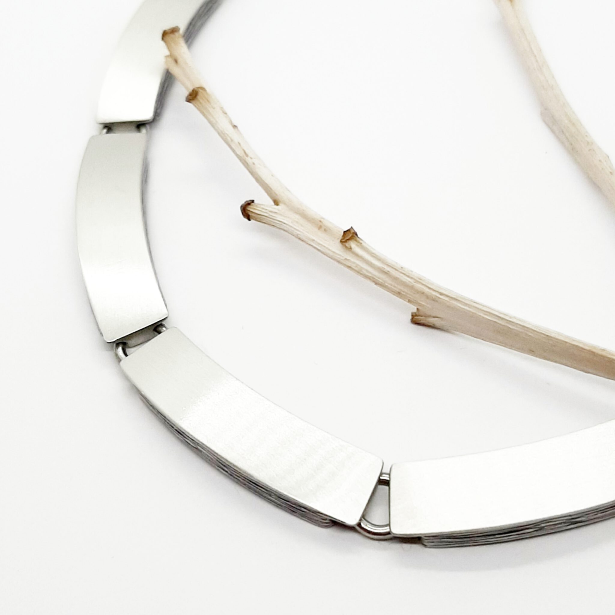 Nordform Collier mit Quadratischen Gliedern Silber 8mm Breit