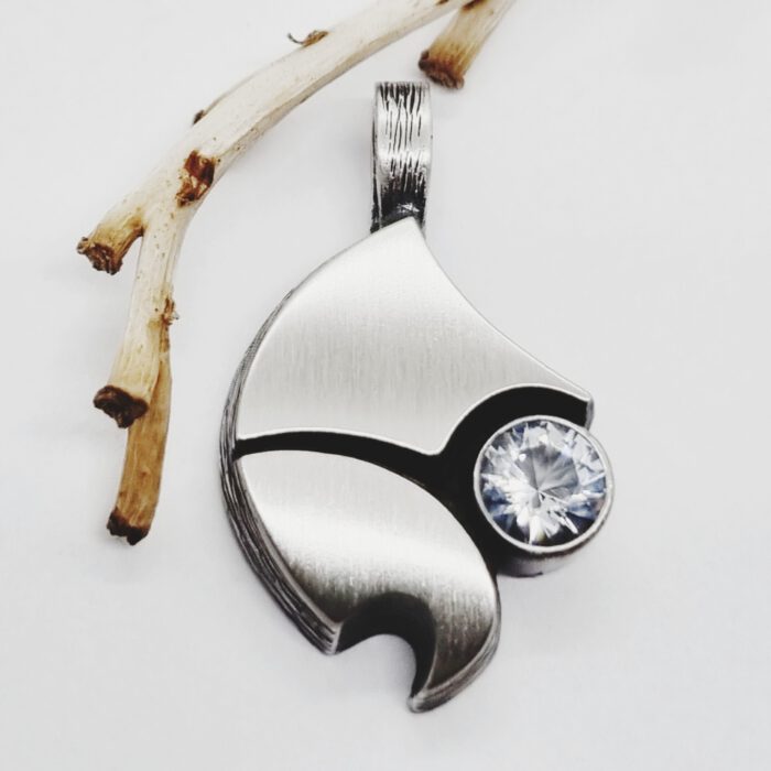 Nordform Anhänger Silber mit Bergkristall (18x31mm)