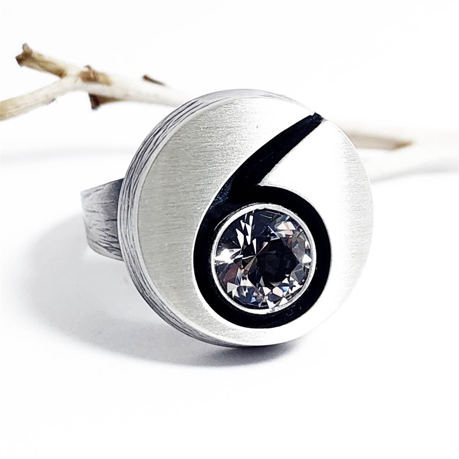 Nordform Ring Runder Kopf (Ø20mm) Silber Bergkristall