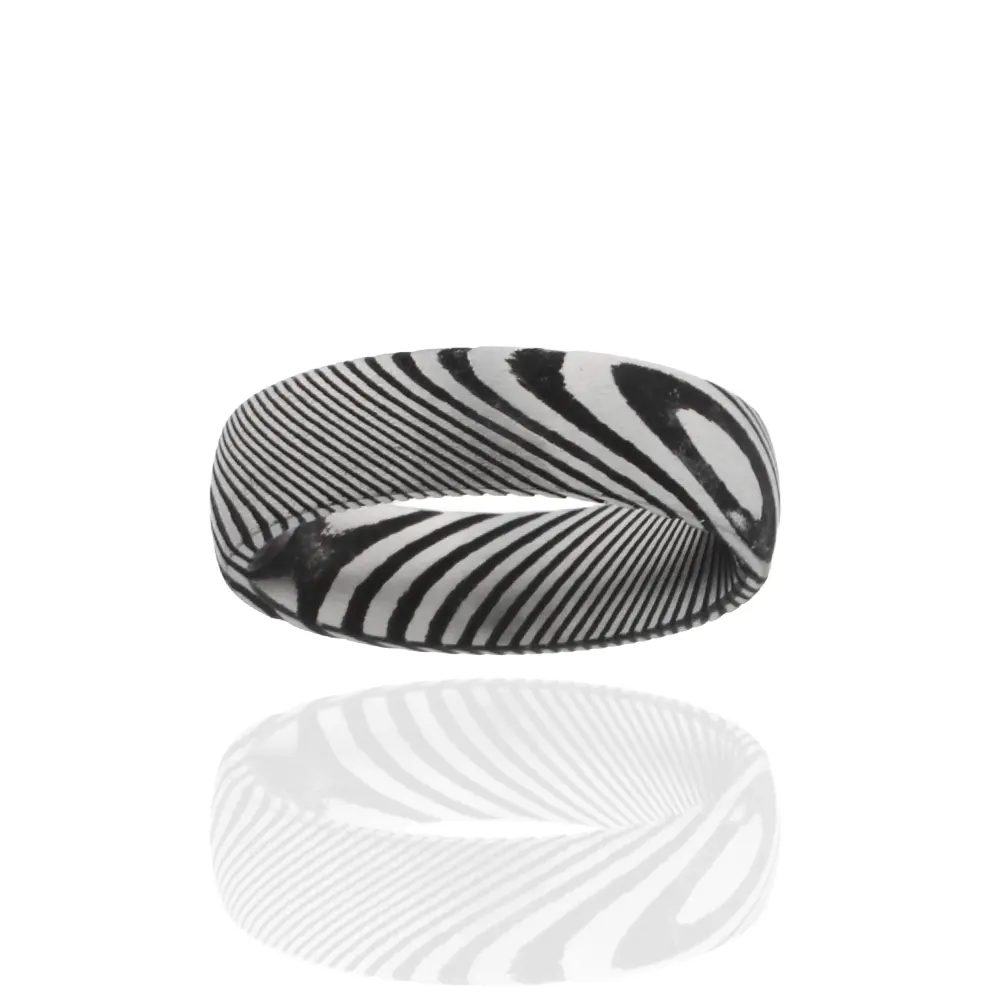 Ring aus Damaszener Stahl, Teils IP black, Teilmatt, 6mm breit
