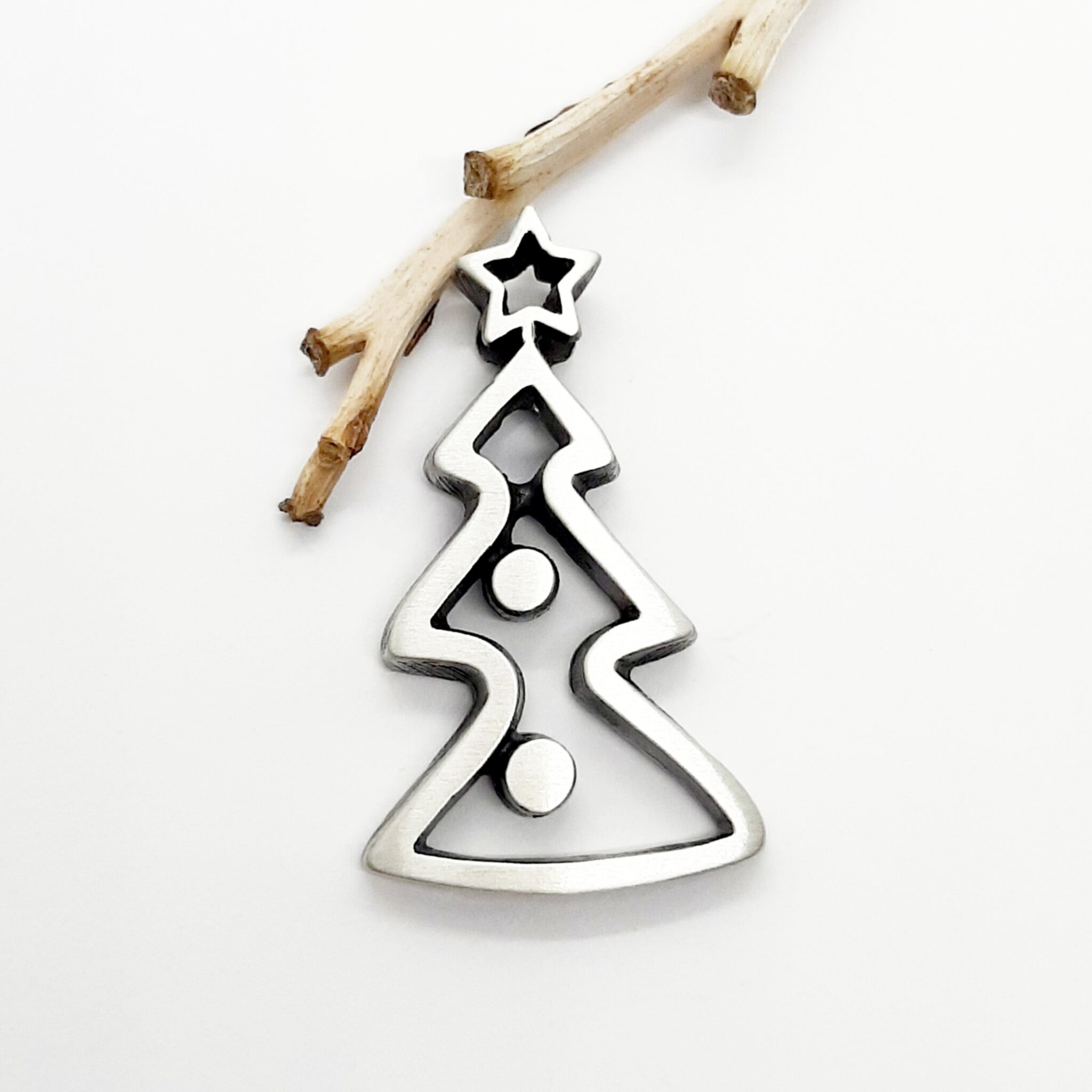 Nordform Weihnachtsbaum Anhänger Silber (21x37mm)