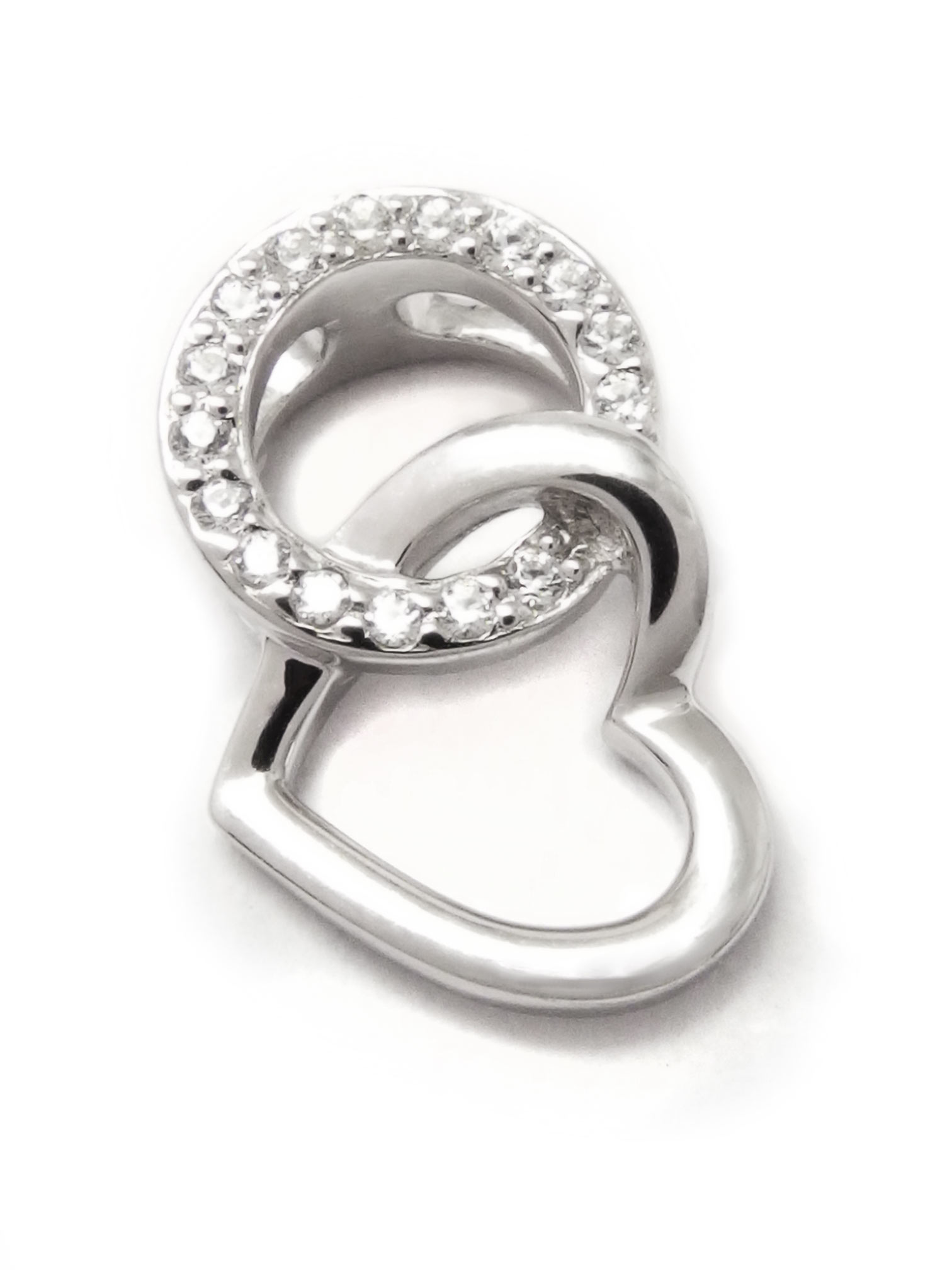 CEM Herz-Anhänger in 925/ Silber Rhodiniert mit Zirkonia 1,5 cm