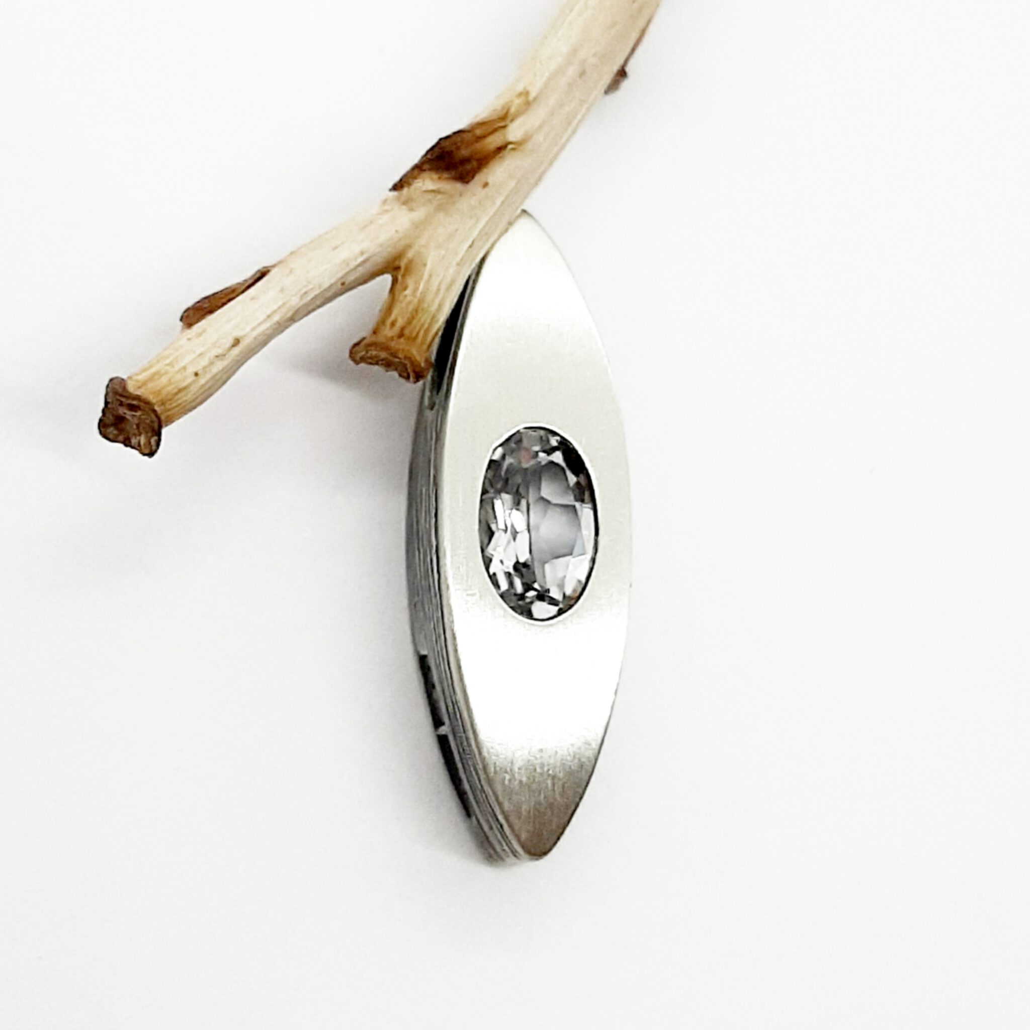 Nordform Schmaler Anhänger Silber mit Bergkristall (6x20mm)