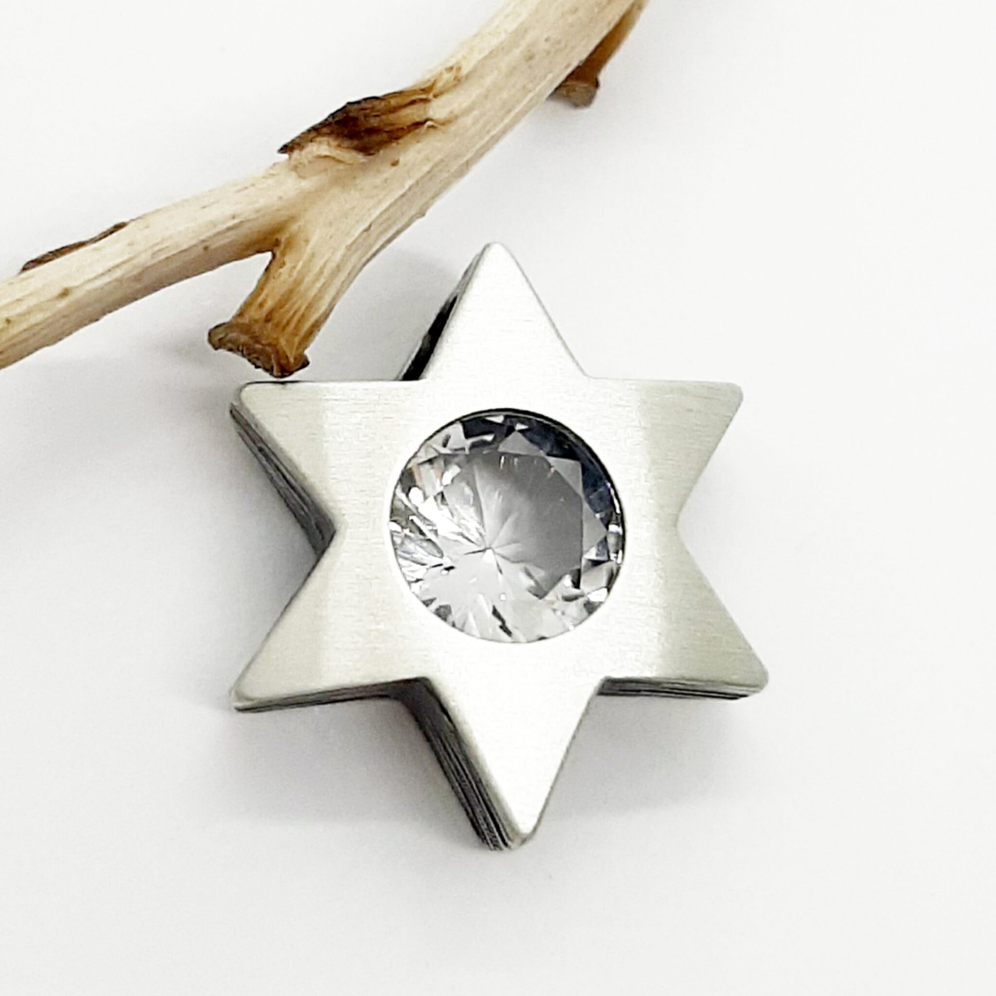 Nordform Stern Anhänger Silber mit Bergkristall (16x16mm)